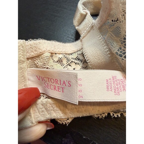 Victoria’s Secret Dream Angels Lined Demi Bra Underwire 38DD Pink Black Bow - Picture 6 of 7